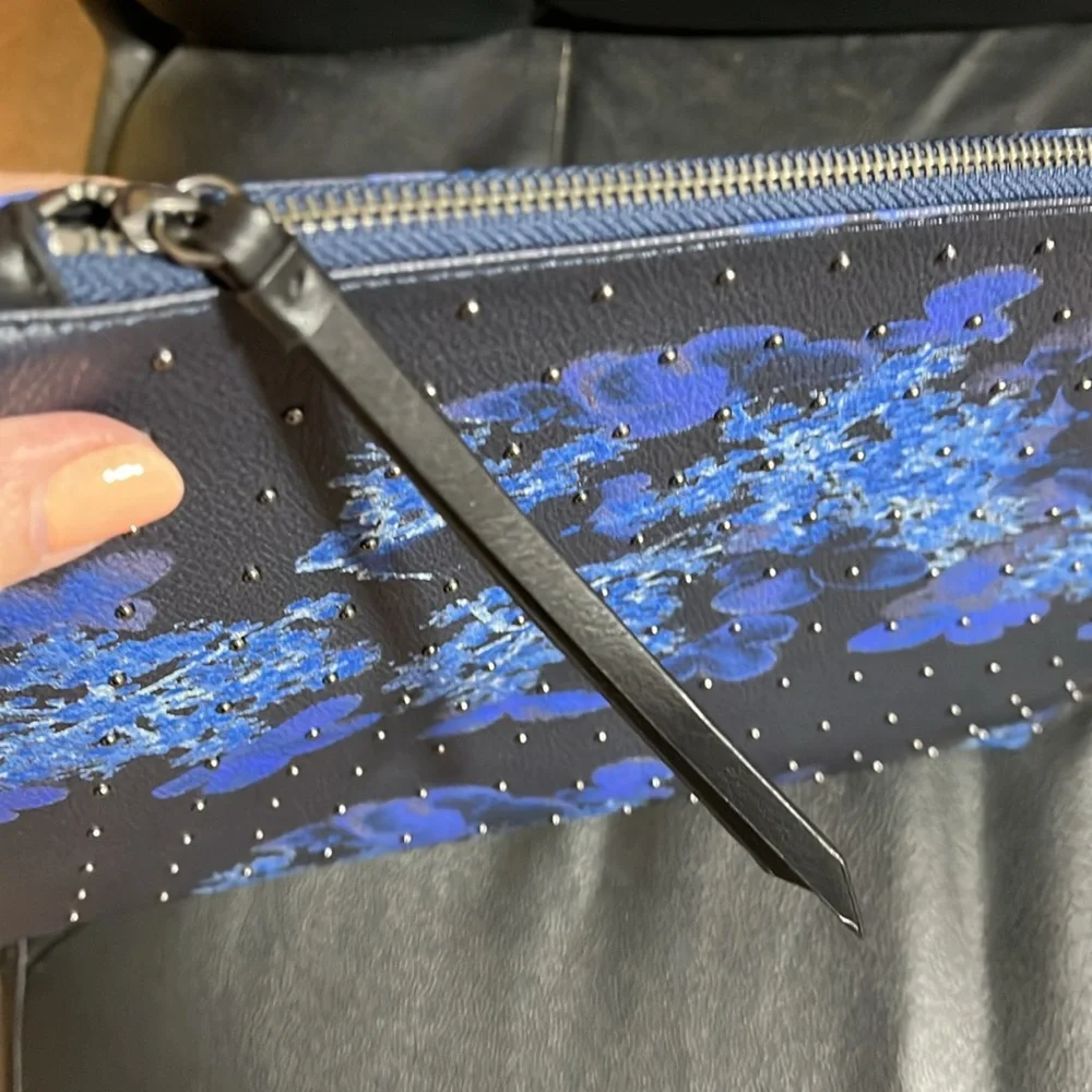 Tablet Sleeve, Banana Republic XLarge Zip Clutch,Floral Navy/Black Vegan Leather